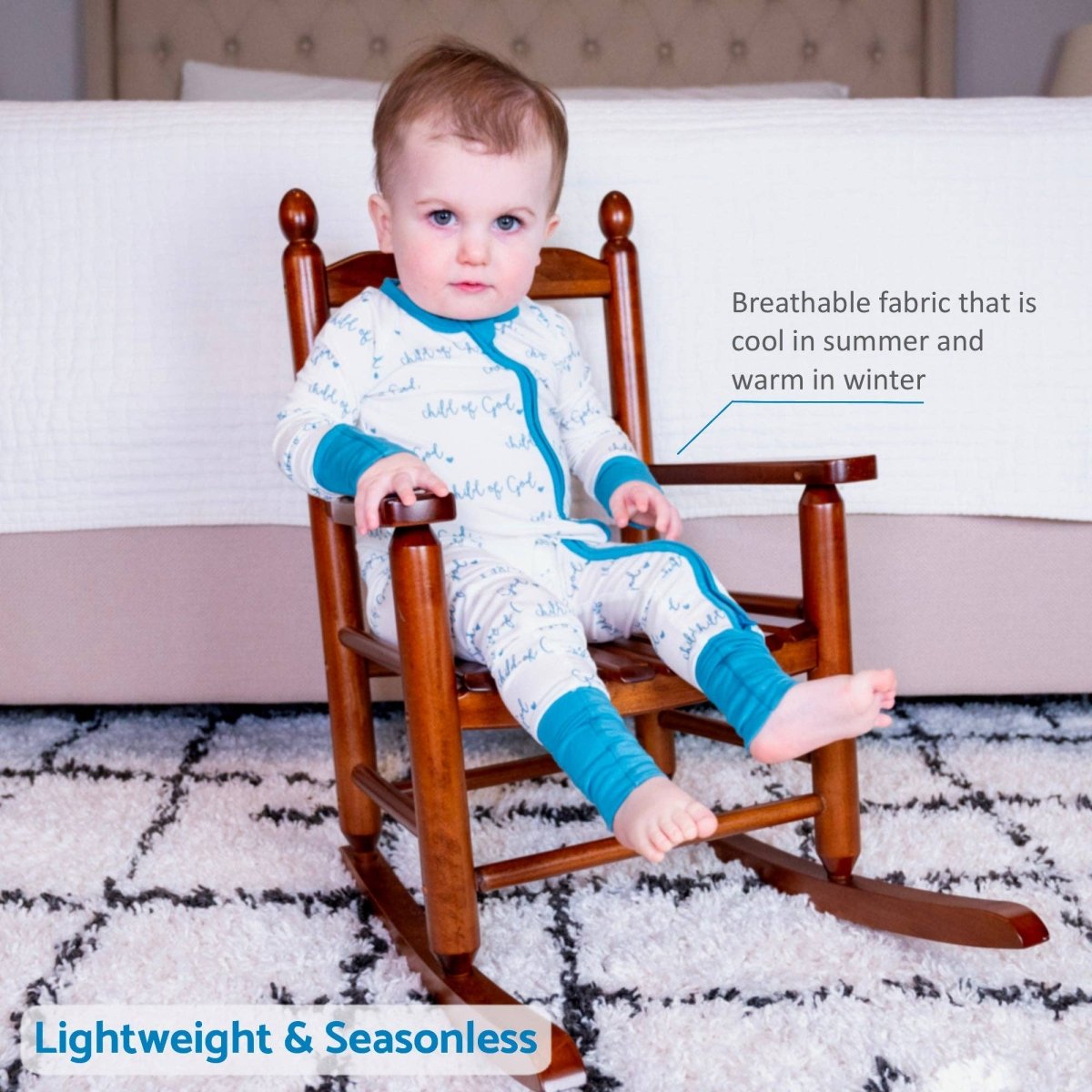 Bamboo Baby Convertible Zipper Pajama Blue Child of God - Three:Twelve Boutique - LollyBanks