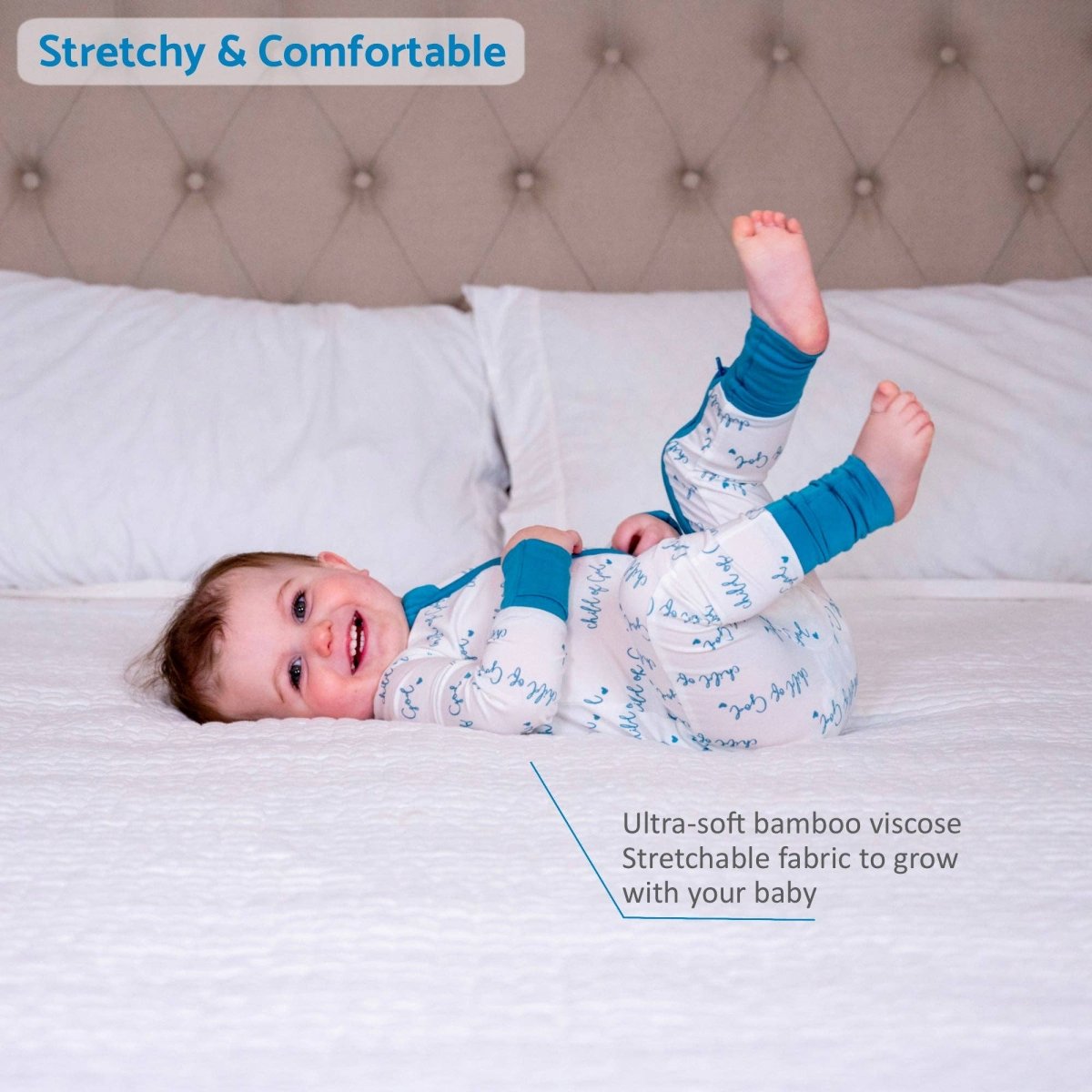 Bamboo Baby Convertible Zipper Pajama Blue Child of God - Three:Twelve Boutique - LollyBanks