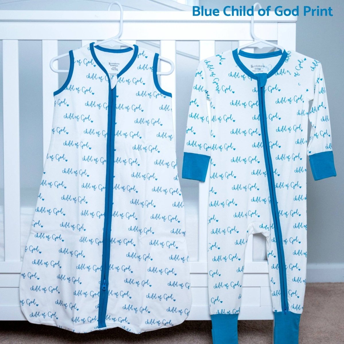 Bamboo Baby Convertible Zipper Pajama Blue Child of God - Three:Twelve Boutique - LollyBanks