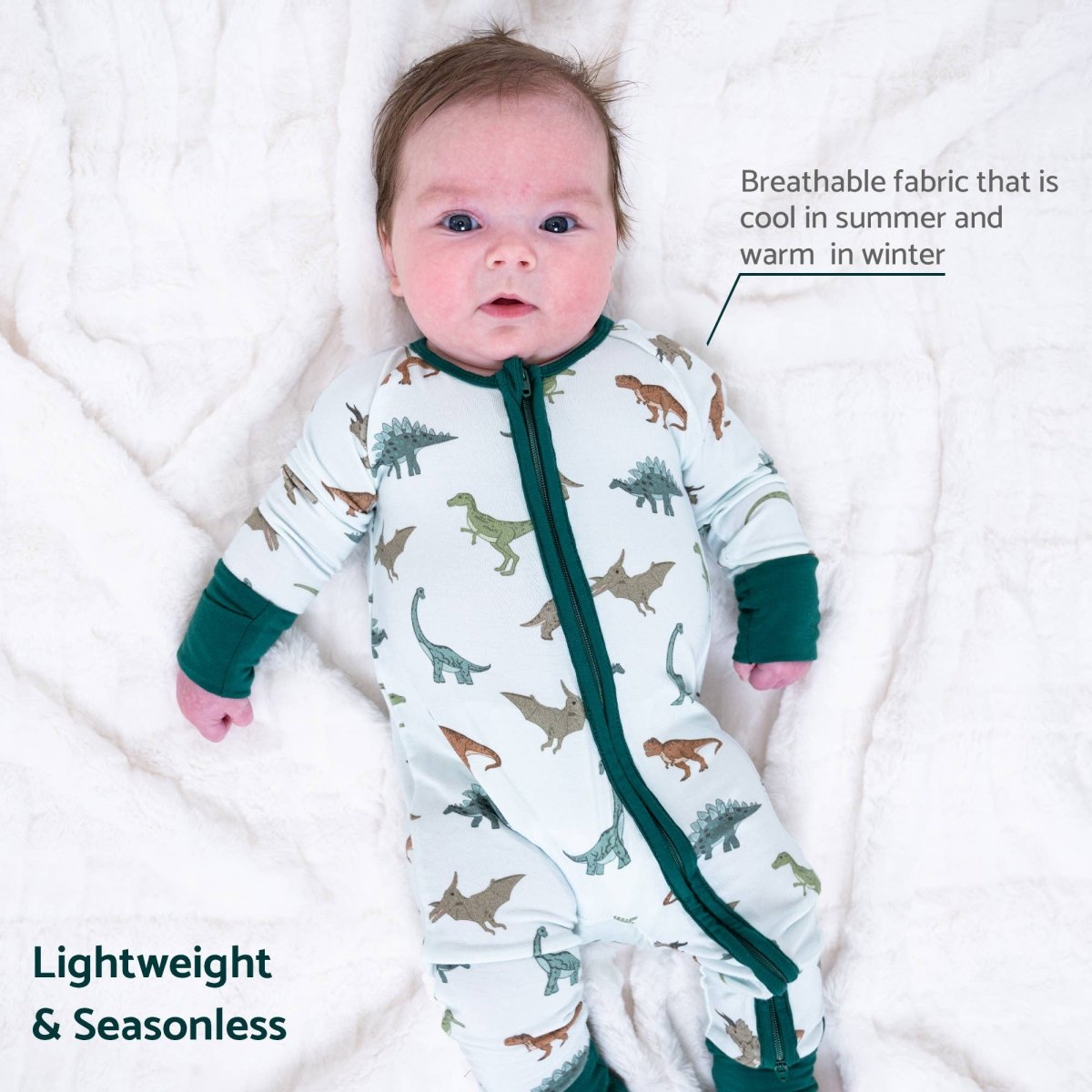 Bamboo Baby Convertible Zipper Pajama Dinosaur - Three:Twelve Boutique - LollyBanks