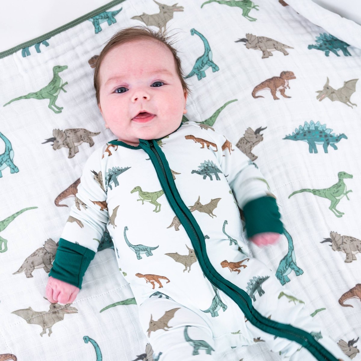 Bamboo Baby Convertible Zipper Pajama Dinosaur - Three:Twelve Boutique - LollyBanks