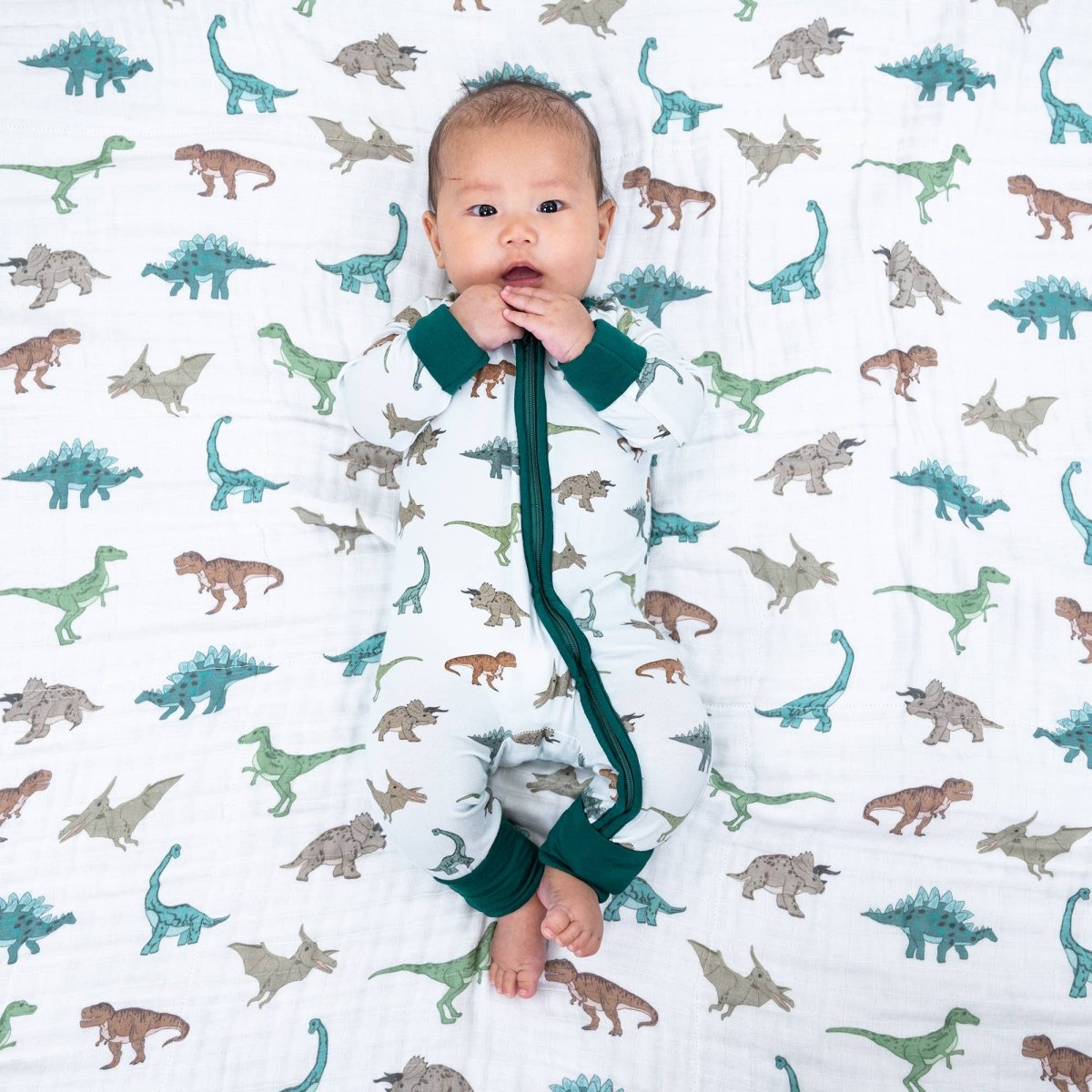 Bamboo Baby Convertible Zipper Pajama Dinosaur - Three:Twelve Boutique - LollyBanks