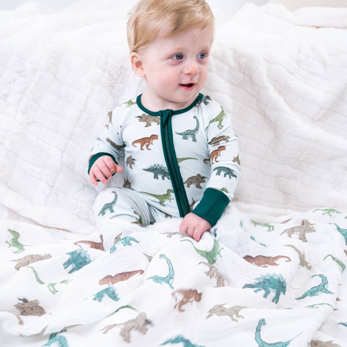 Bamboo Baby Convertible Zipper Pajama Dinosaur - Three:Twelve Boutique - LollyBanks