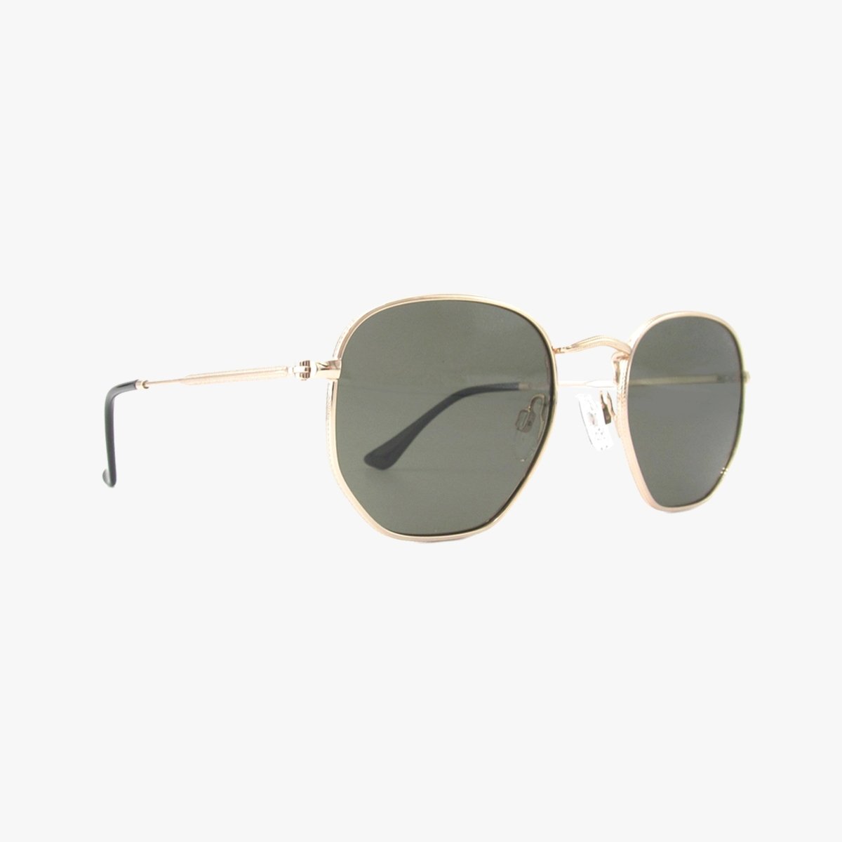 Billie Classic Polarized Geometric Metal Sunglasses – Gold Frame Green Lens - Three:Twelve Boutique - Kohv Eyewear
