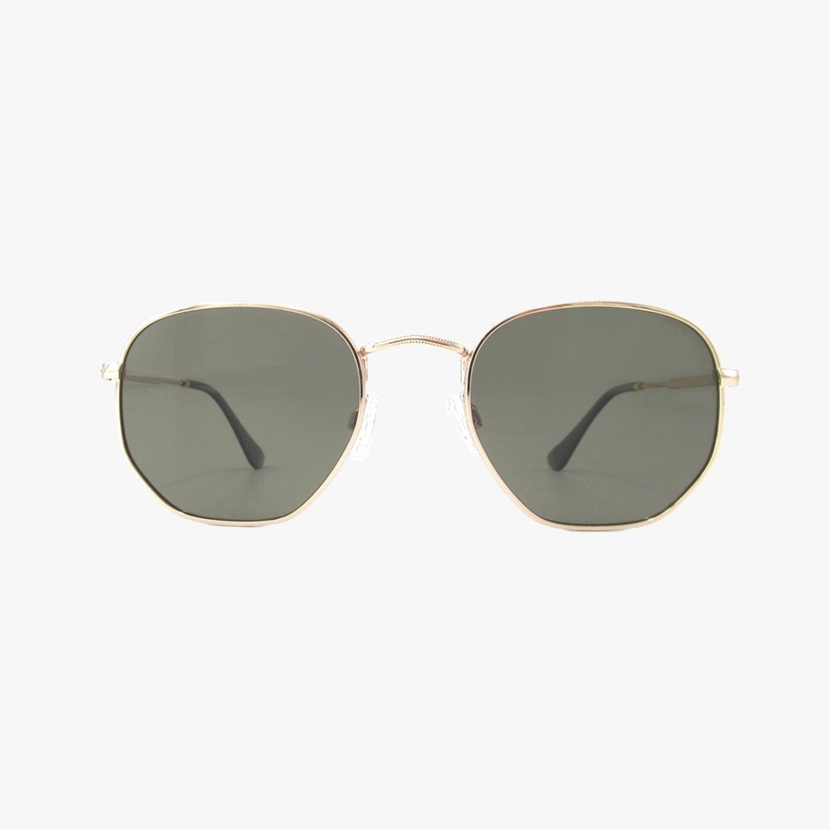 Billie Classic Polarized Geometric Metal Sunglasses – Gold Frame Green Lens - Three:Twelve Boutique - Kohv Eyewear