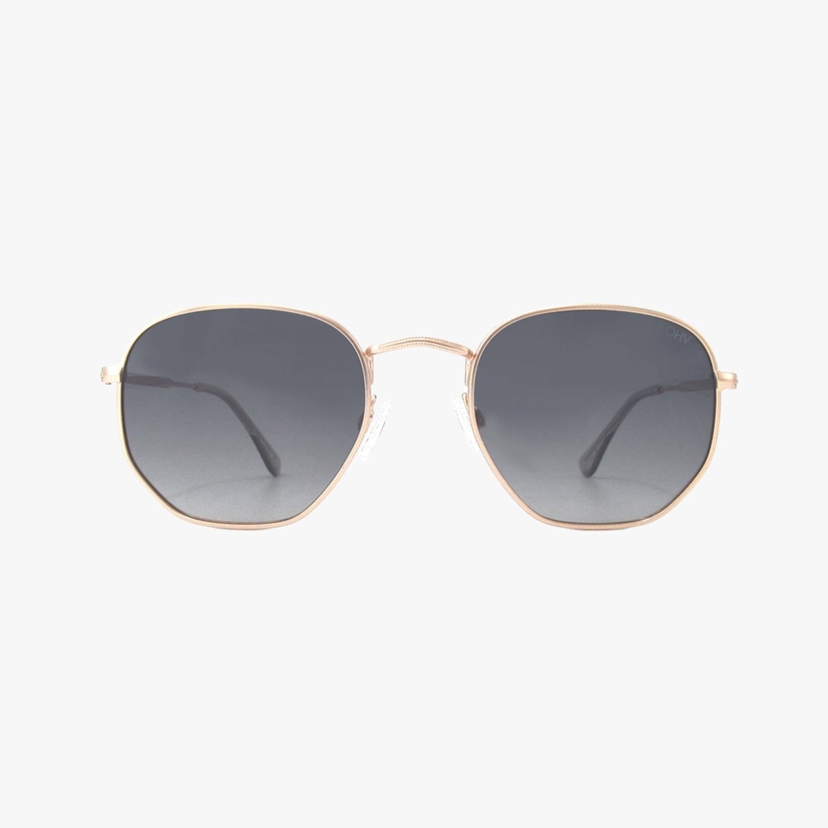 Billie Rose Gold Polarized Geometric Metal Sunglasses – UV400 Hex Frame - Three:Twelve Boutique - Kohv Eyewear