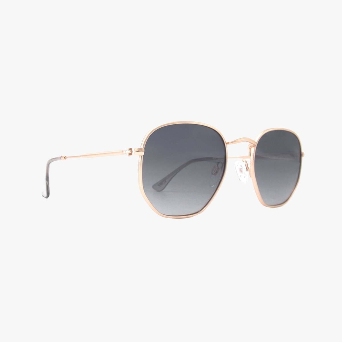 Billie Rose Gold Polarized Geometric Metal Sunglasses – UV400 Hex Frame - Three:Twelve Boutique - Kohv Eyewear