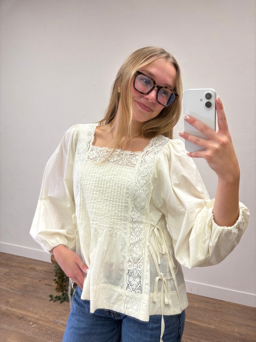 Blouse with Lace Detailing - Three:Twelve Boutique - Entro