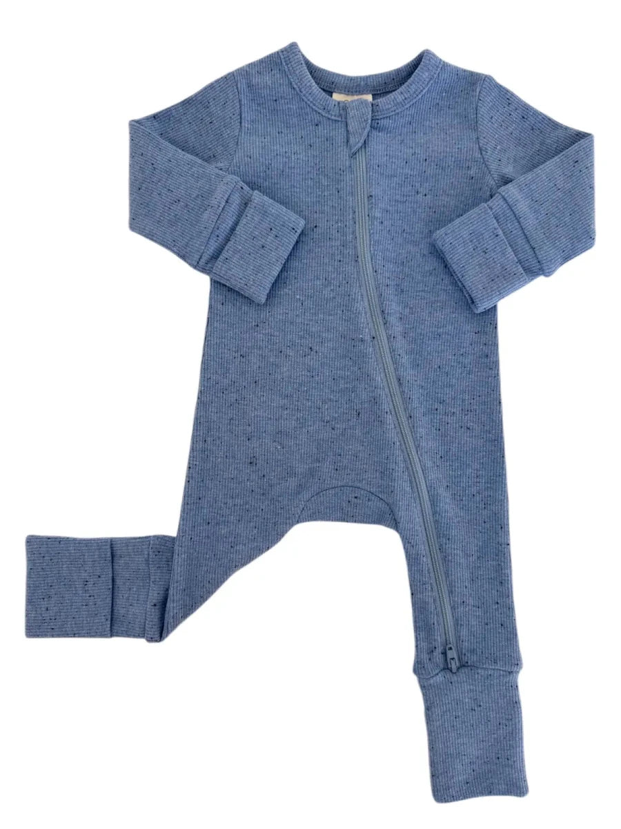 Blue Speckle / 2-Way Zip Romper - Three:Twelve Boutique - SIIX COLLECTION
