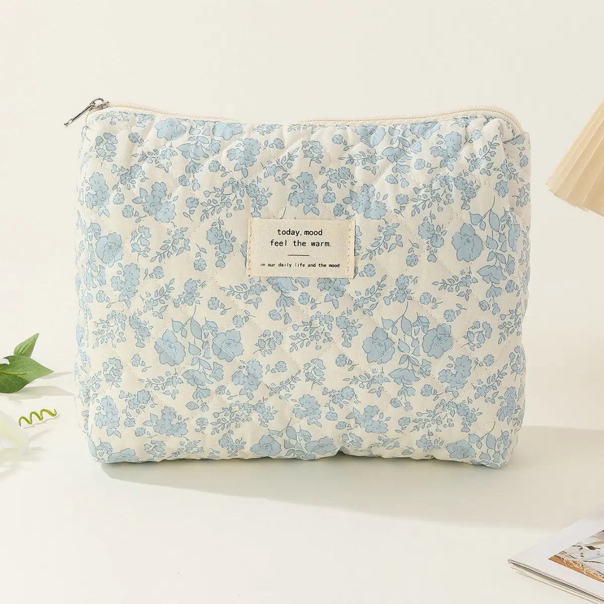 Midi Floral Print Quilted Make Up Bag