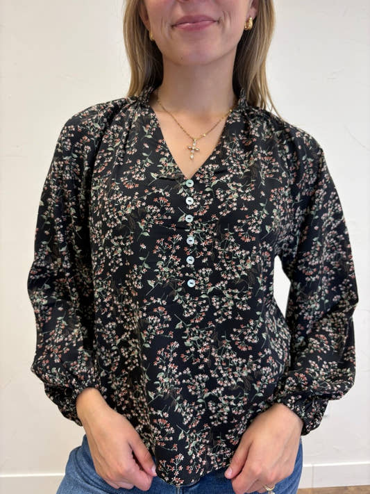 Boho Button Blouse - Three:Twelve Boutique - Mikarose
