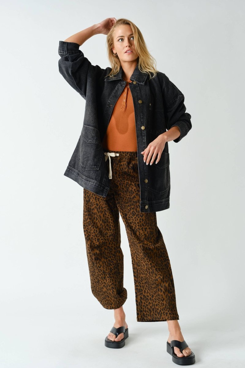 Boxy-Cut Denim Jacket - Three:Twelve Boutique - Mono B
