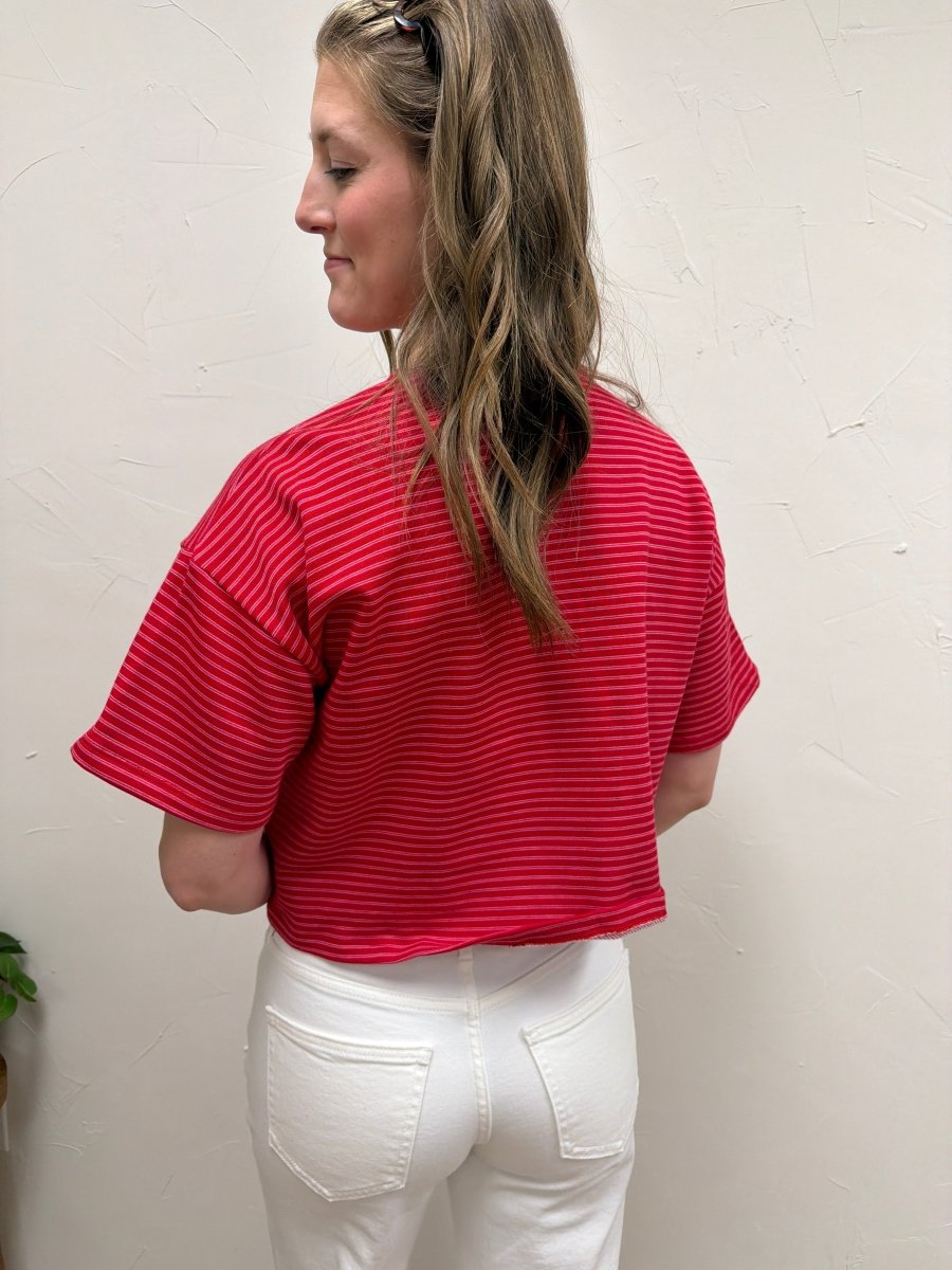 Boxy striped button front top - Three:Twelve Boutique - Three:Twelve Boutique