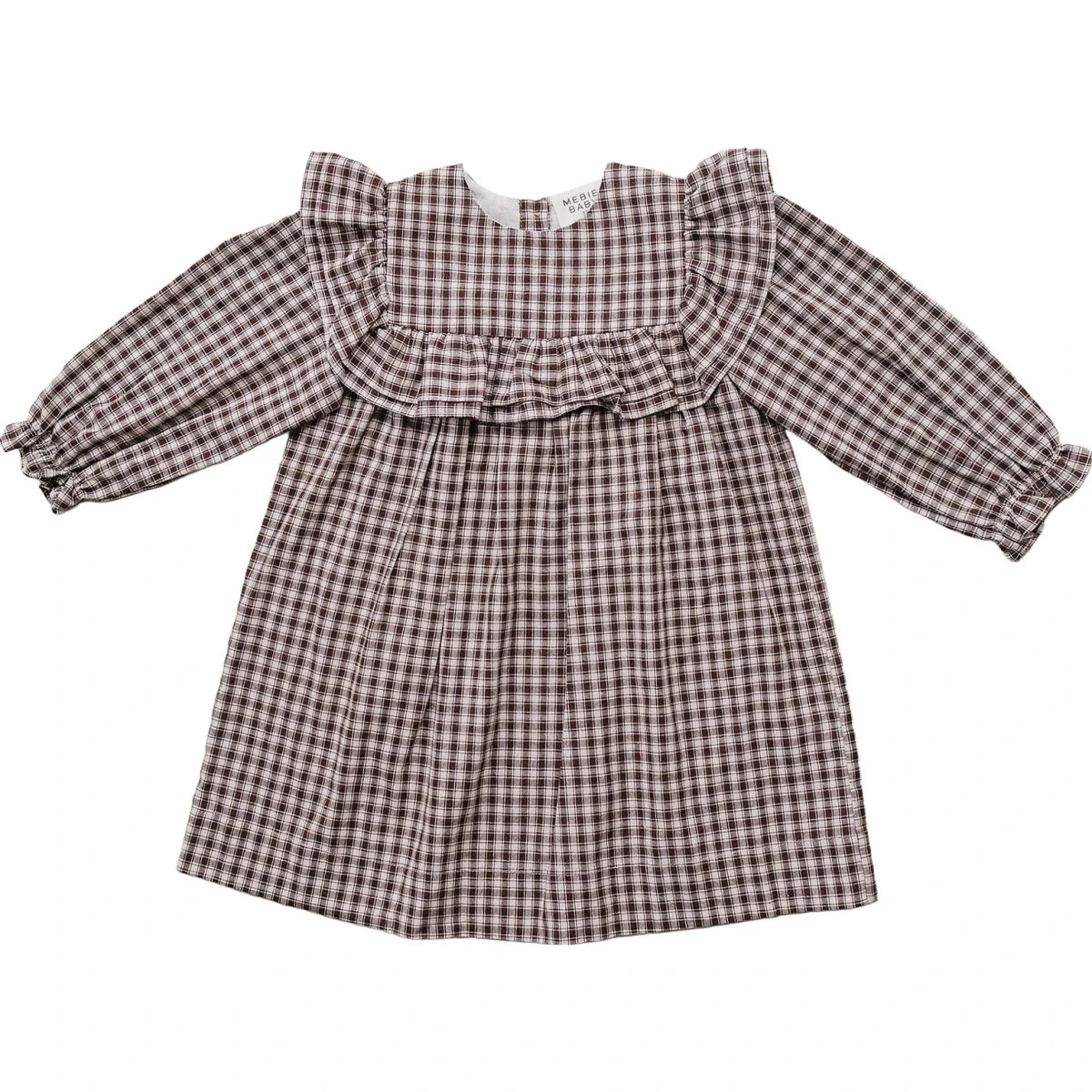 Brown Gingham Ruffle Dress - Three:Twelve Boutique - Mebie Baby
