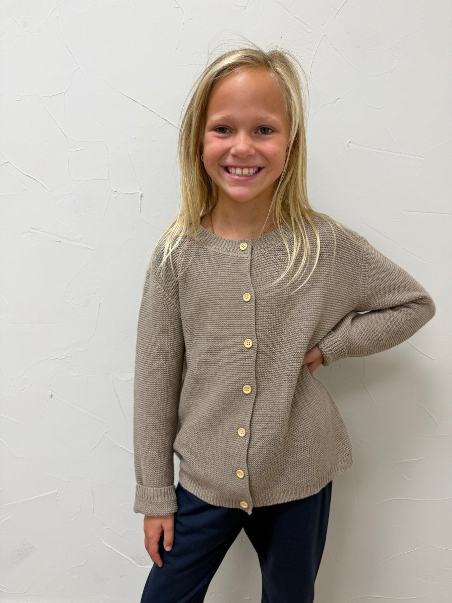 Brown Knit Button Down Cardigan - Three:Twelve Boutique - Mebie Baby