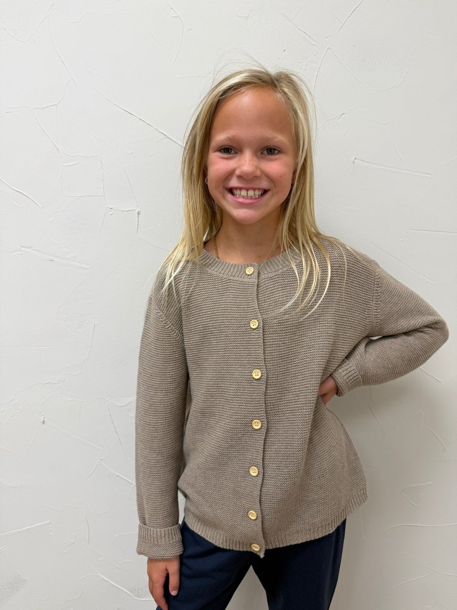 Brown Knit Button Down Cardigan - Three:Twelve Boutique - Mebie Baby