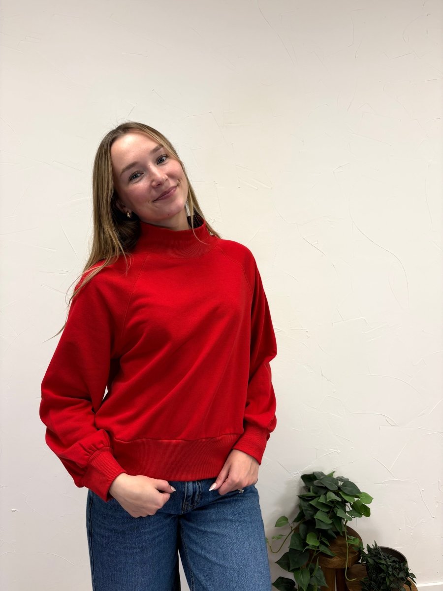 Bubble Sleeve Solid Terry Sweatshirt - Three:Twelve Boutique - Staccato