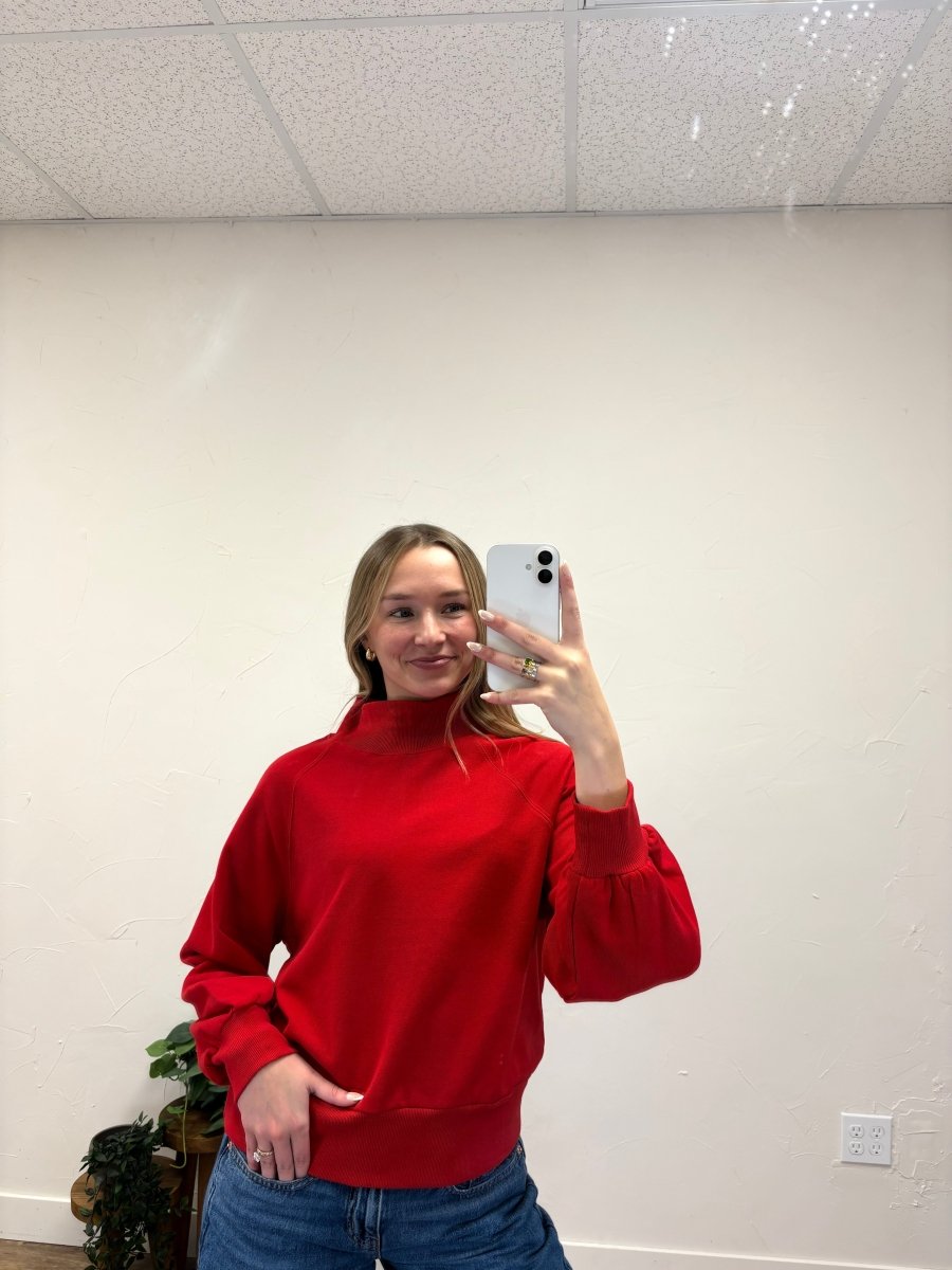 Bubble Sleeve Solid Terry Sweatshirt - Three:Twelve Boutique - Staccato