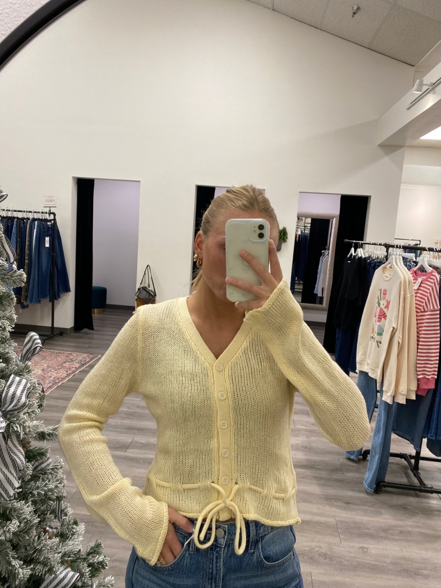 button down sweater cardigan with ties - Three:Twelve Boutique - Three:Twelve Boutique