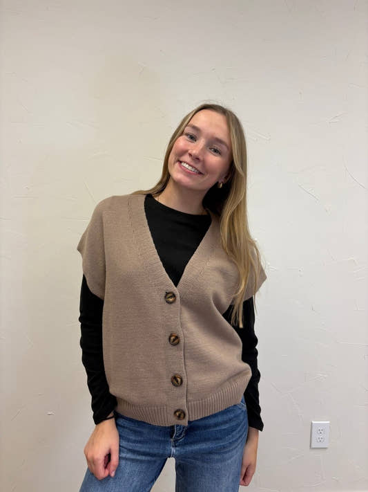 Button Down Thick Sweater Vest - Three:Twelve Boutique - Staccato