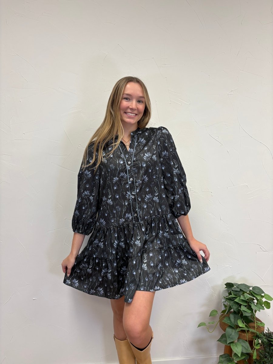 Button Down Tiered Mini Dress - Three:Twelve Boutique - she+sky