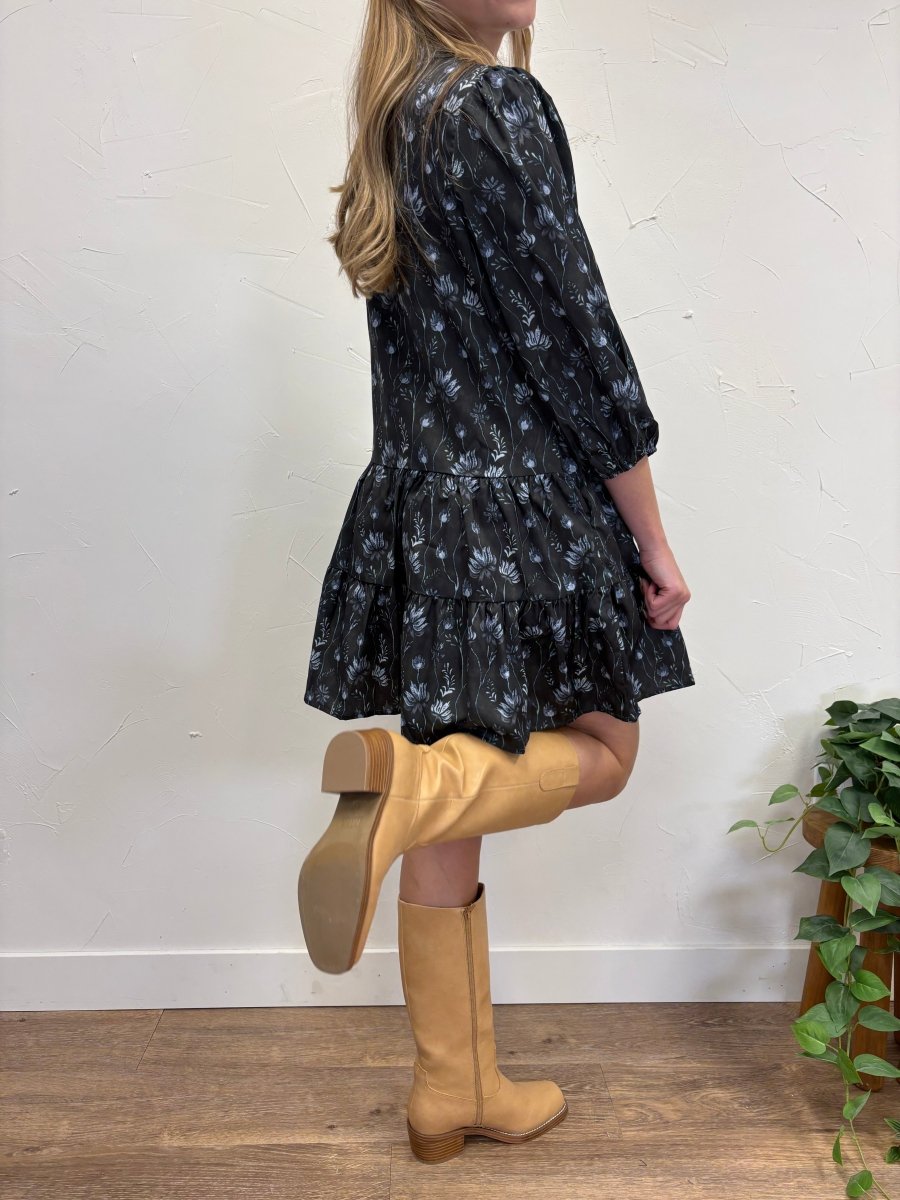 Button Down Tiered Mini Dress - Three:Twelve Boutique - she+sky
