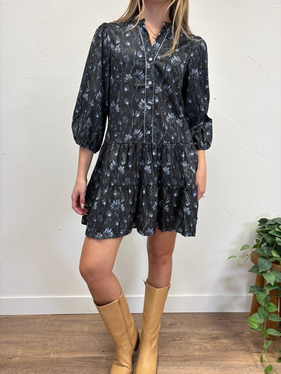 Button Down Tiered Mini Dress - Three:Twelve Boutique - she+sky