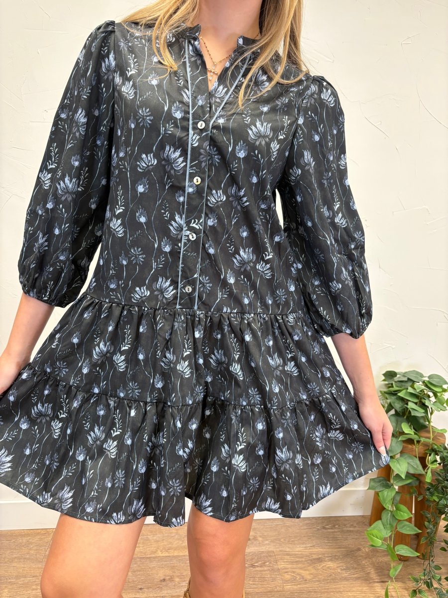Button Down Tiered Mini Dress - Three:Twelve Boutique - she+sky