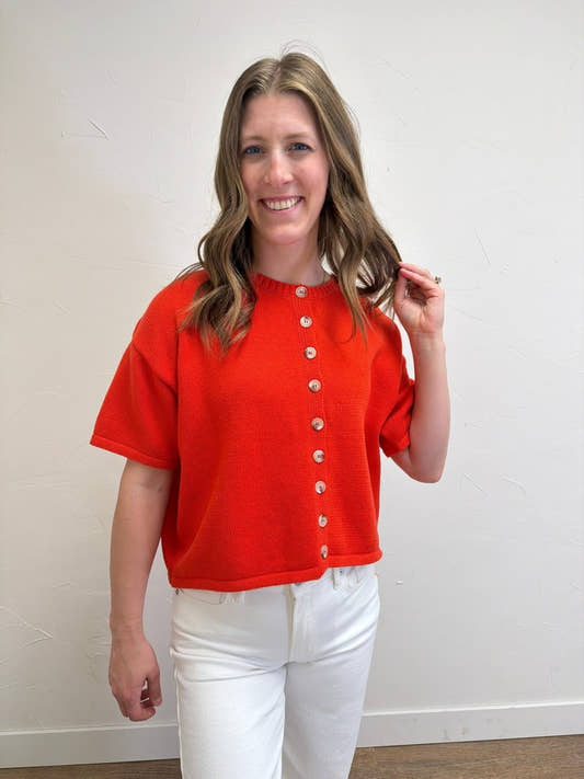 Button Up Sweater Knit Top - Three:Twelve Boutique - Wishlist