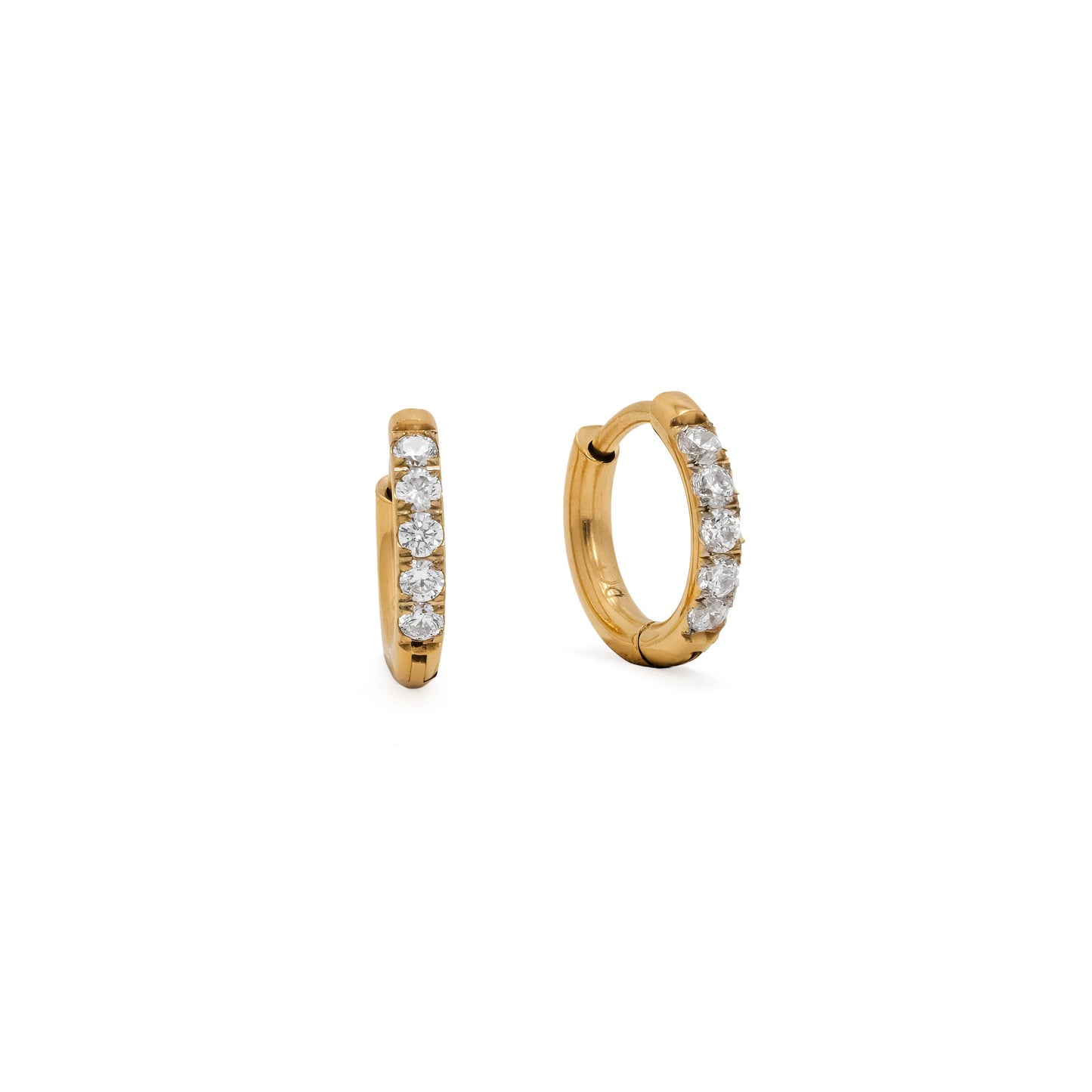 Waterproof 11mm CZ huggie hoop earrings
