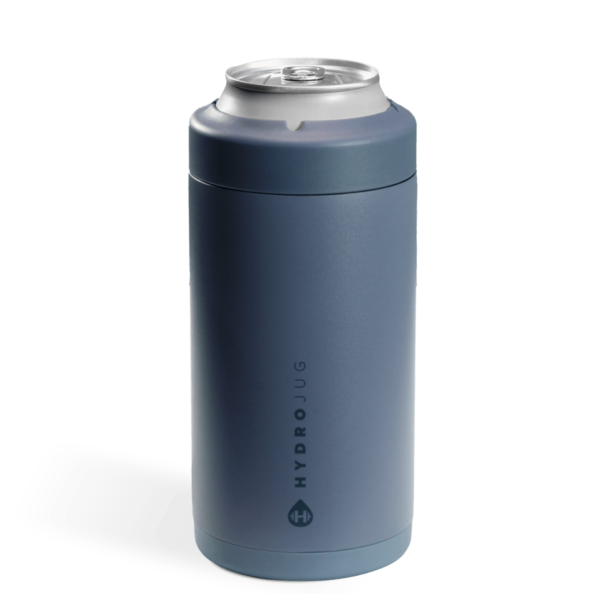 Front view of Cascade HydroJug 16 oz can cooler showing stainless steel finish — Three:Twelve Boutique