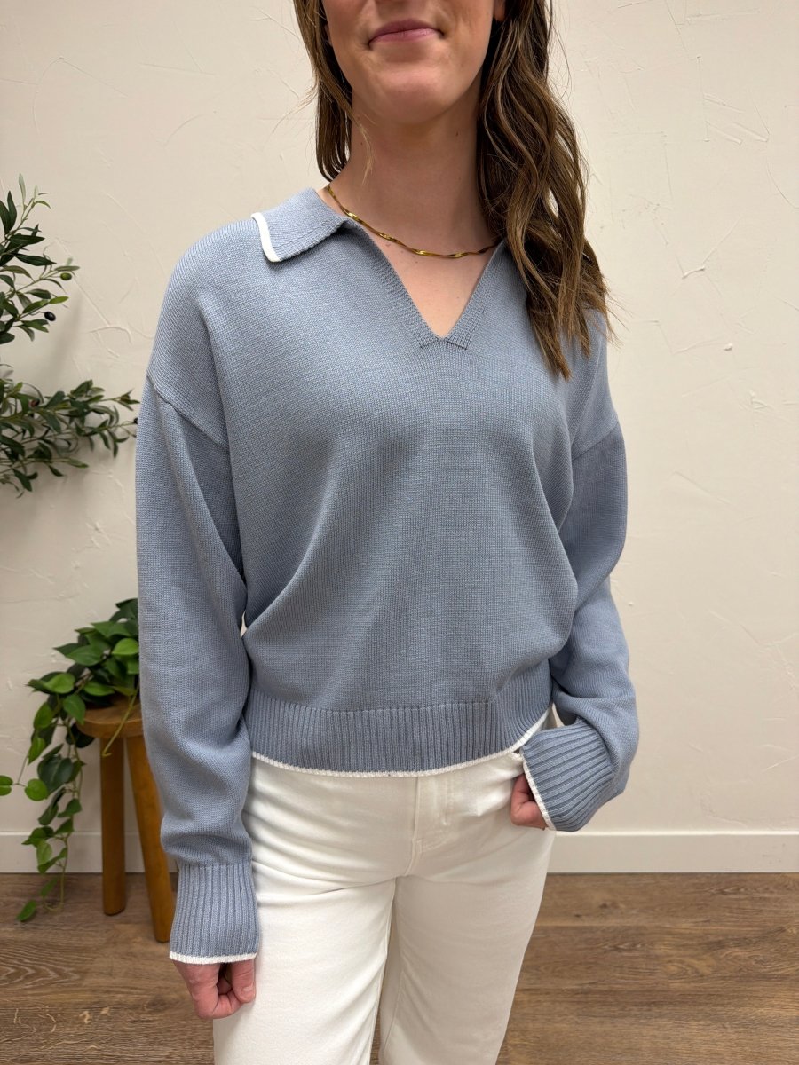 Close up of knit fabric texture on Cathy Sweater — Three:Twelve Boutique
