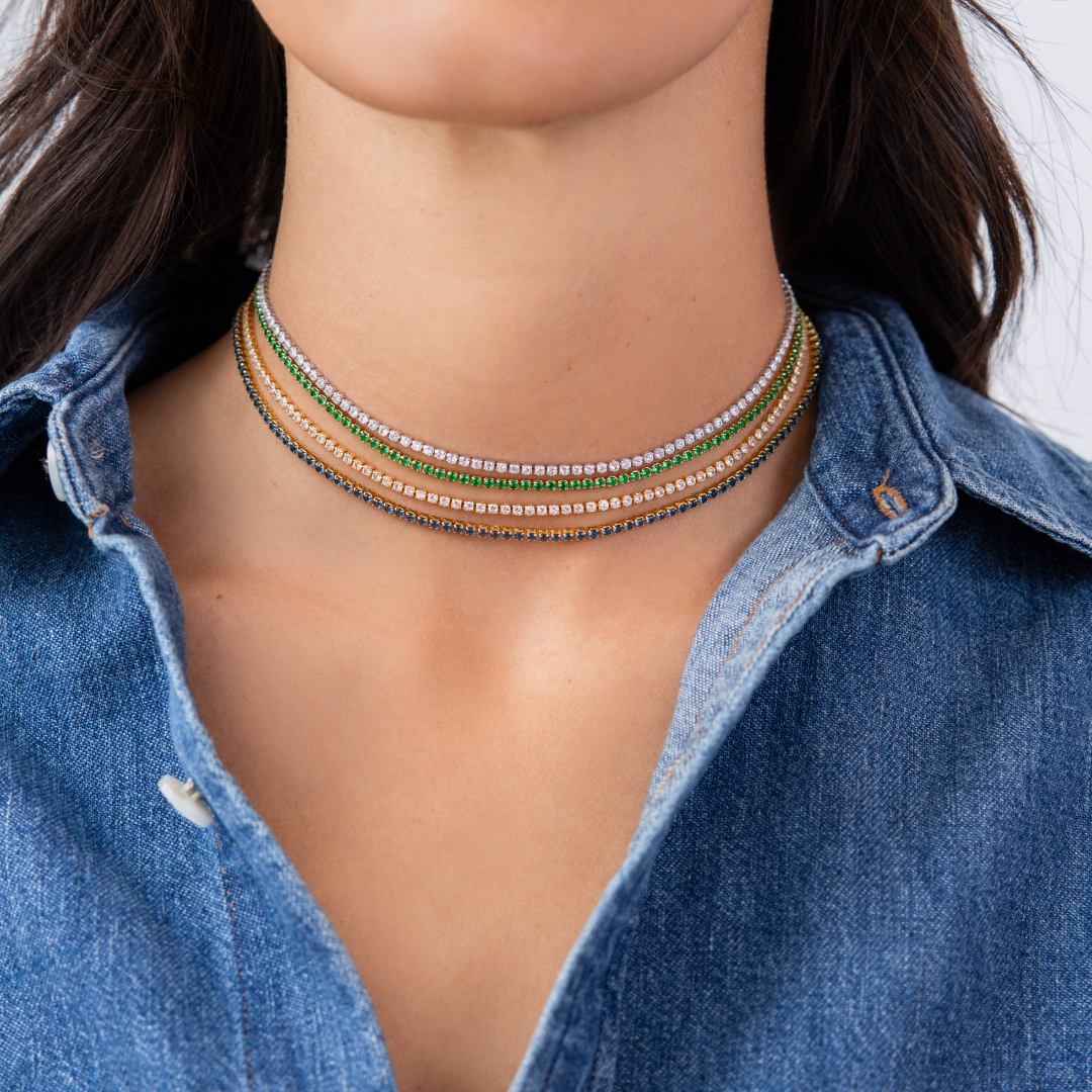 Tennis Choker Silver white diamond