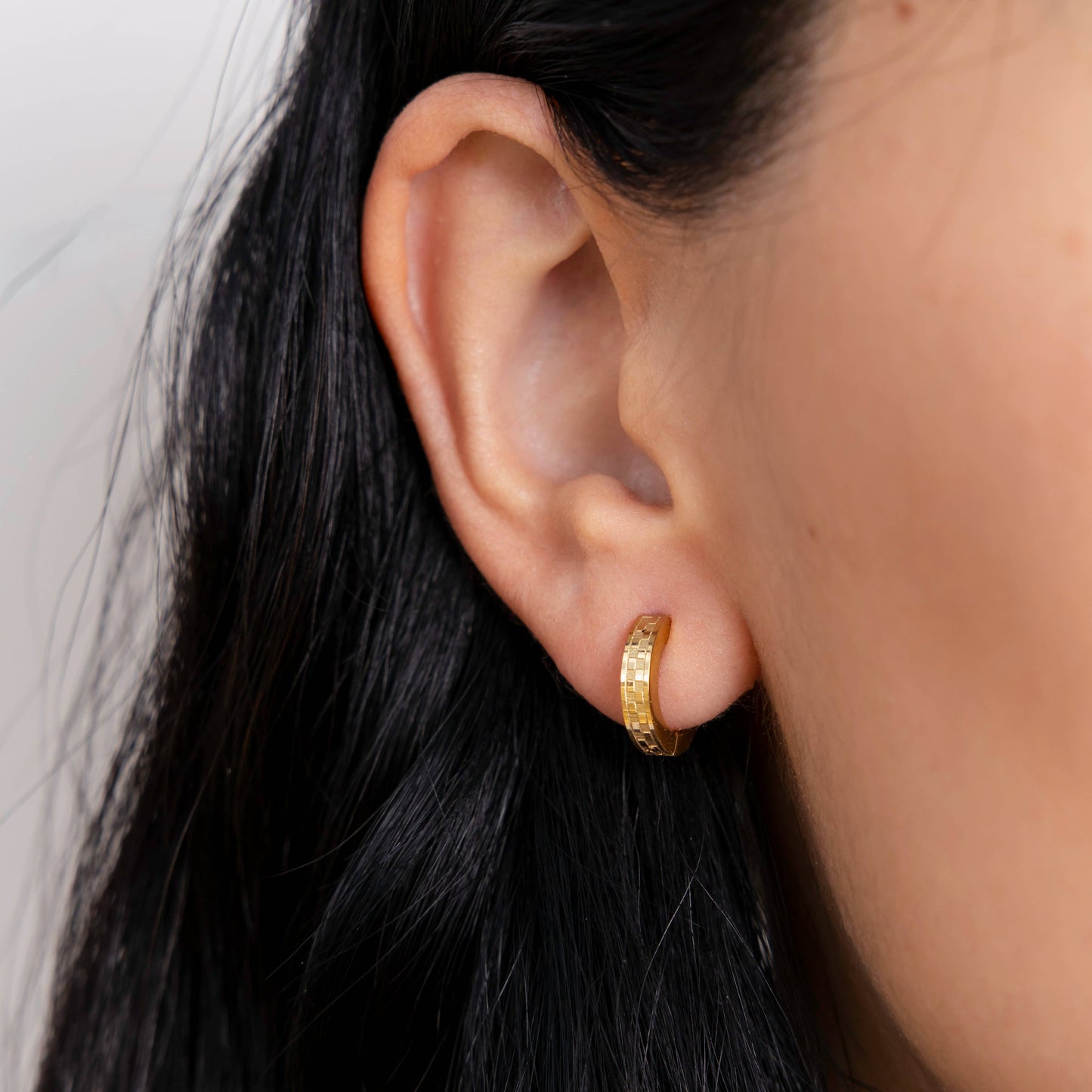Chess Waterproof Gold Huggie Earrings
