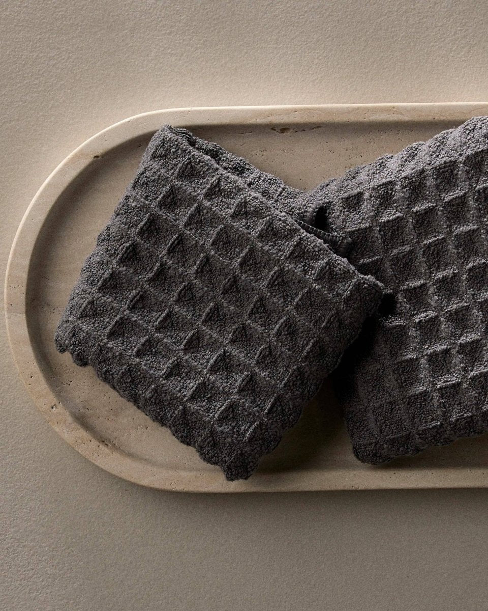Charcoal Waffle Washcloth Set - Three:Twelve Boutique - Geometry
