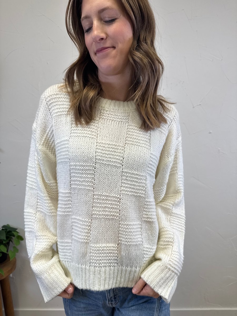 Checker Texture Sweater - Three:Twelve Boutique - fun2fun