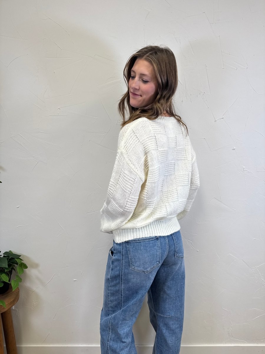 Checker Texture Sweater - Three:Twelve Boutique - fun2fun