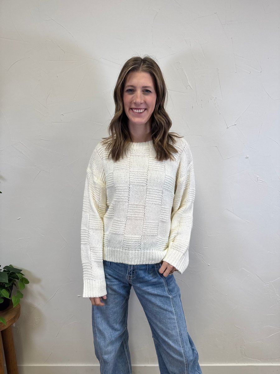 Checker Texture Sweater - Three:Twelve Boutique - fun2fun