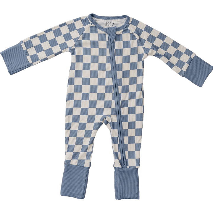 Checkered Ribbed Bamboo Zipper Footie - Three:Twelve Boutique - Mebie Baby