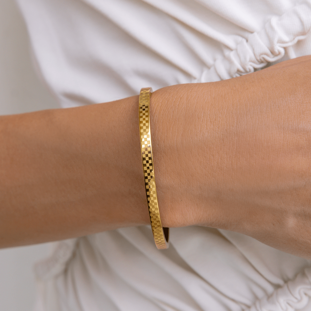 Chess Waterproof Gold Bangle Bracelet - Three:Twelve Boutique - Brenda Grands Waterproof Jewelry