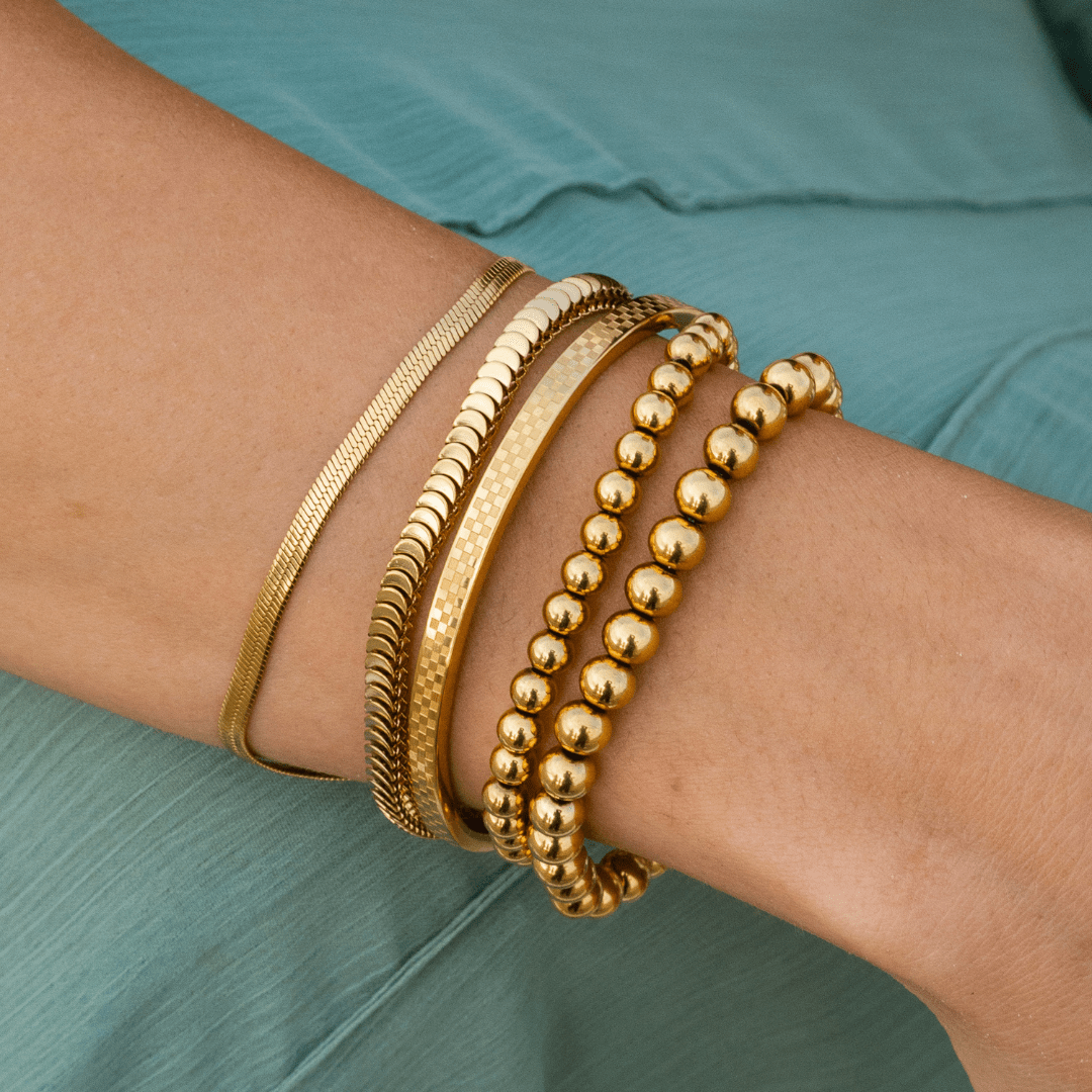 Chess Waterproof Gold Bangle Bracelet - Three:Twelve Boutique - Brenda Grands Waterproof Jewelry