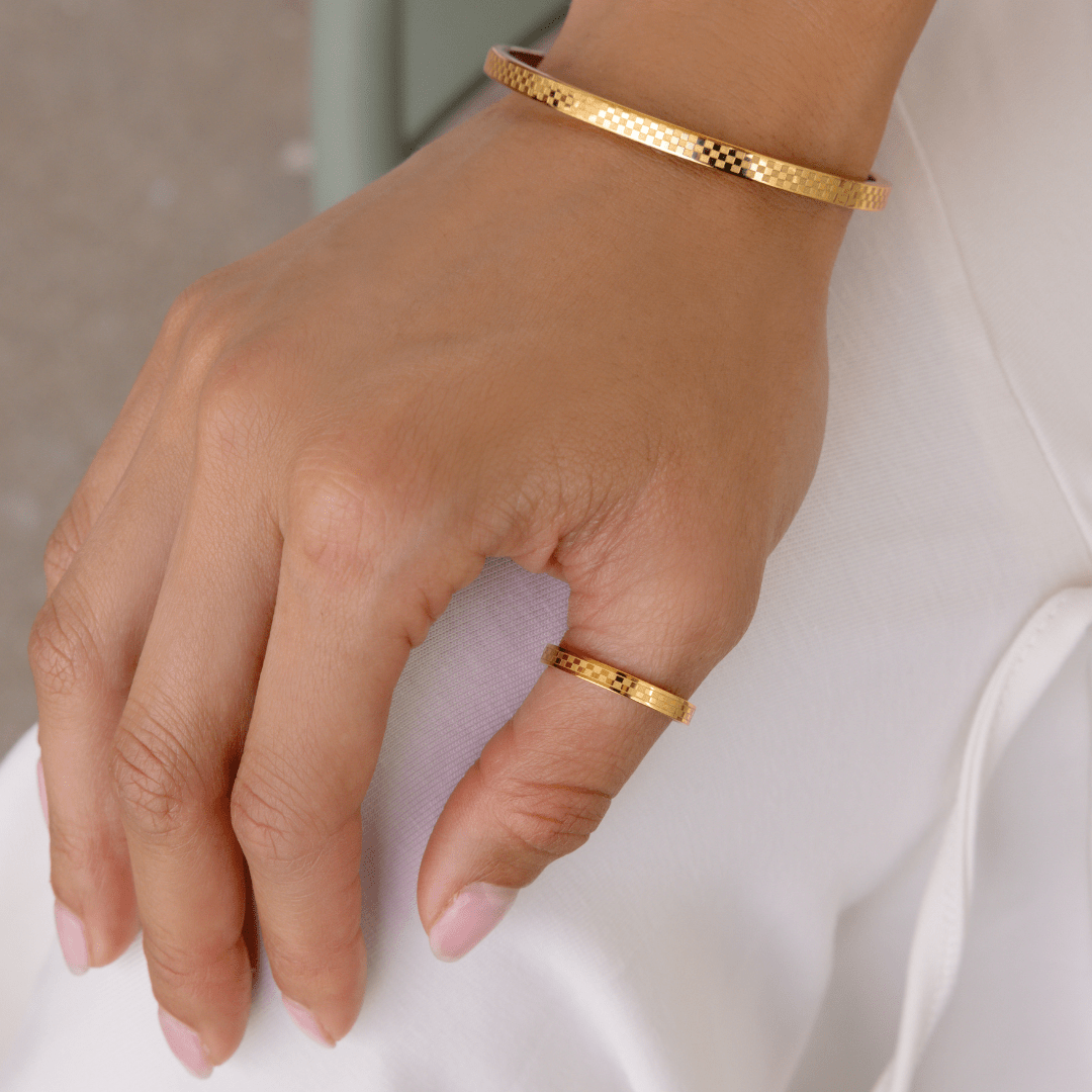 Chess Waterproof Gold Bangle Bracelet - Three:Twelve Boutique - Brenda Grands Waterproof Jewelry
