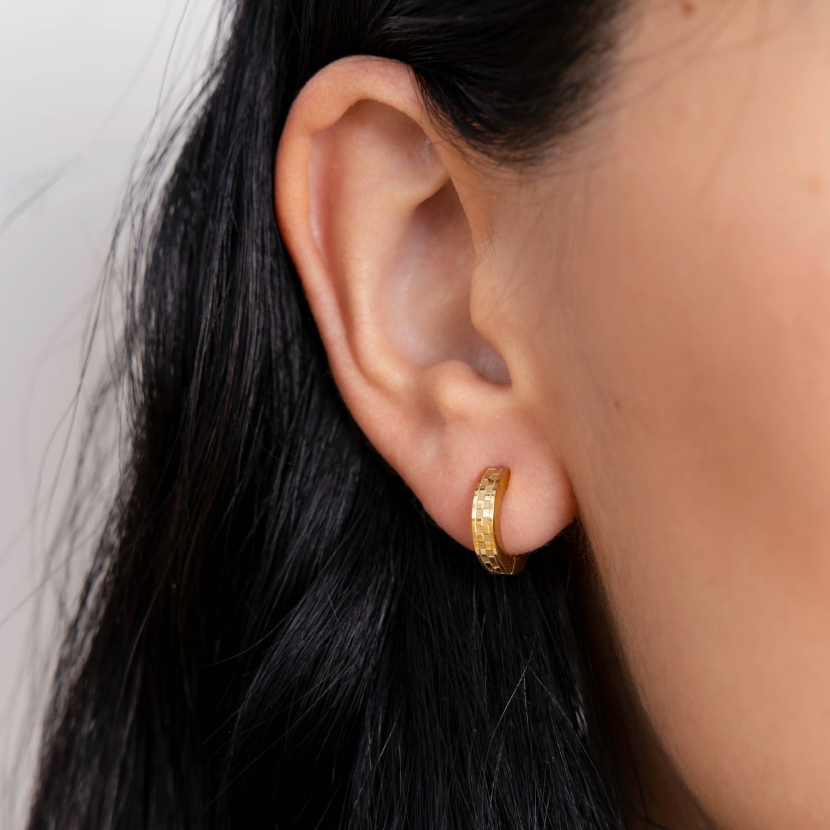 Chess Waterproof Gold Huggie Earrings - Three:Twelve Boutique - Brenda Grands Waterproof Jewelry