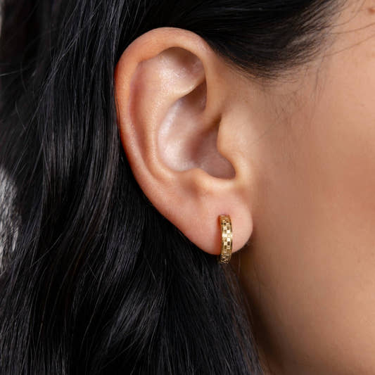 Chess Waterproof Gold Huggie Earrings - Three:Twelve Boutique - Brenda Grands Waterproof Jewelry