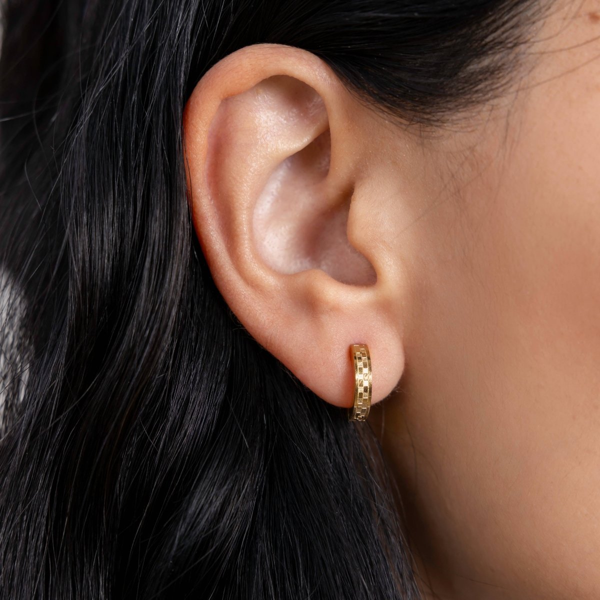 Chess Waterproof Gold Huggie Earrings - Three:Twelve Boutique - Brenda Grands Waterproof Jewelry