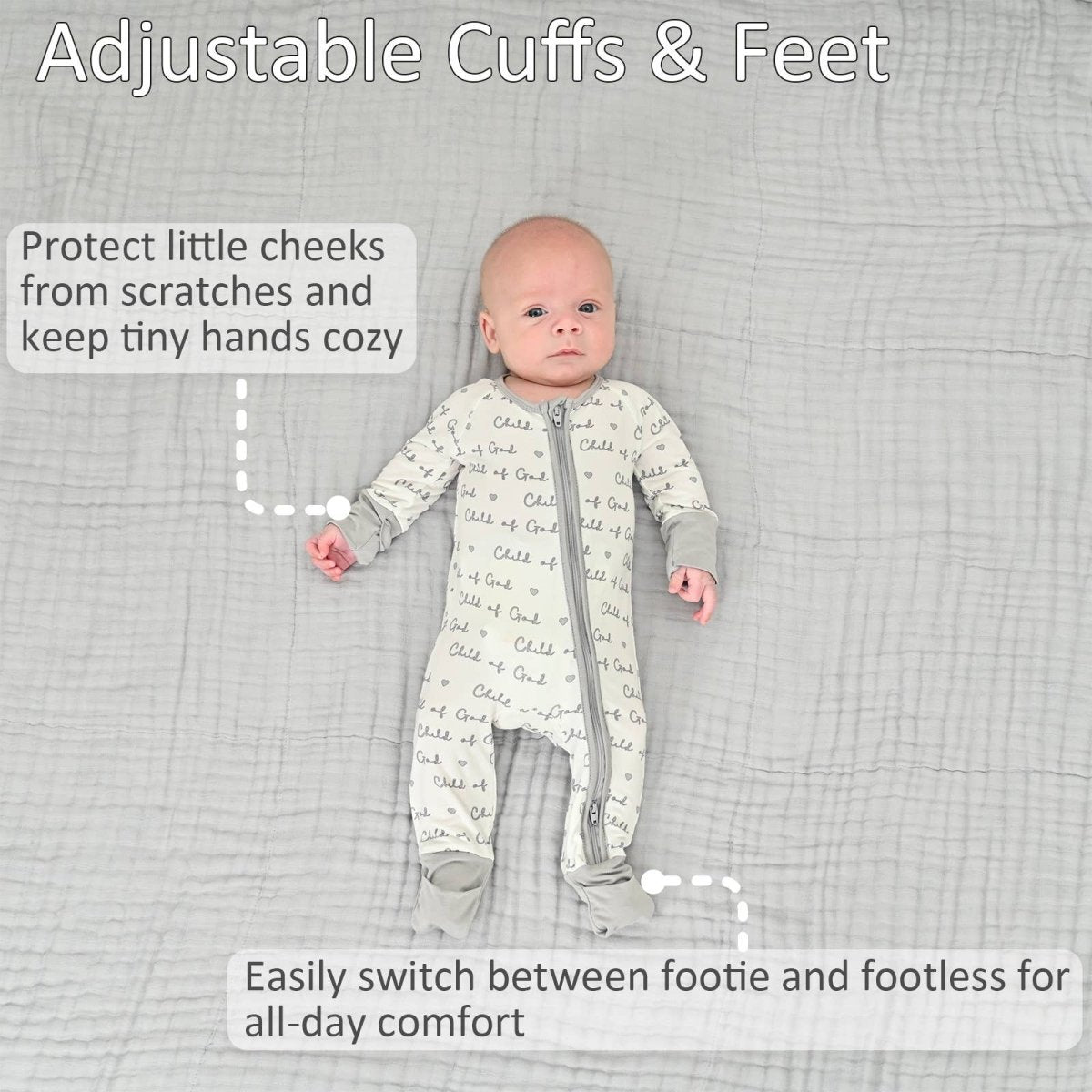 Child of God Bamboo Convertible Zipper Pajama - Three:Twelve Boutique - LollyBanks