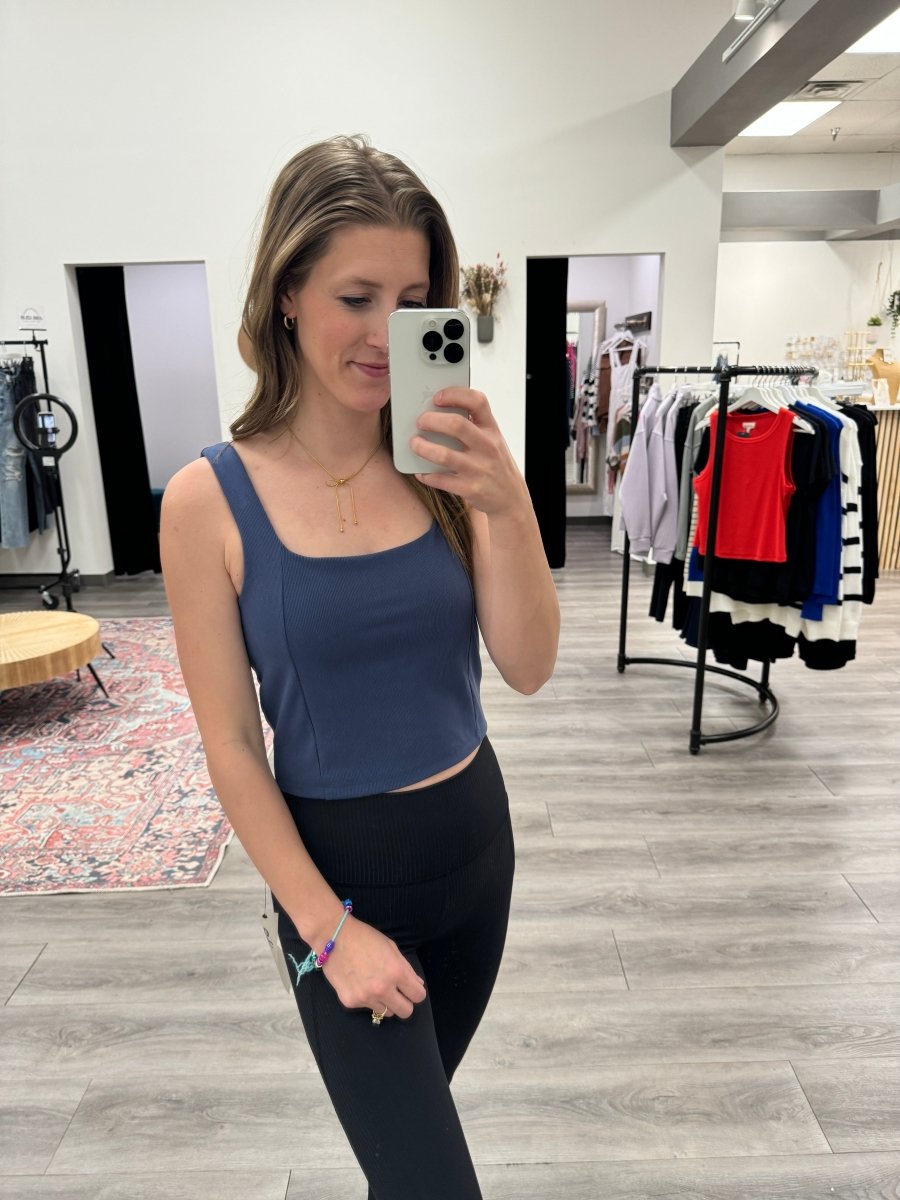 Lifestyle shot of model wearing Clara Tank styled casually for everyday wear — Three:Twelve Boutique