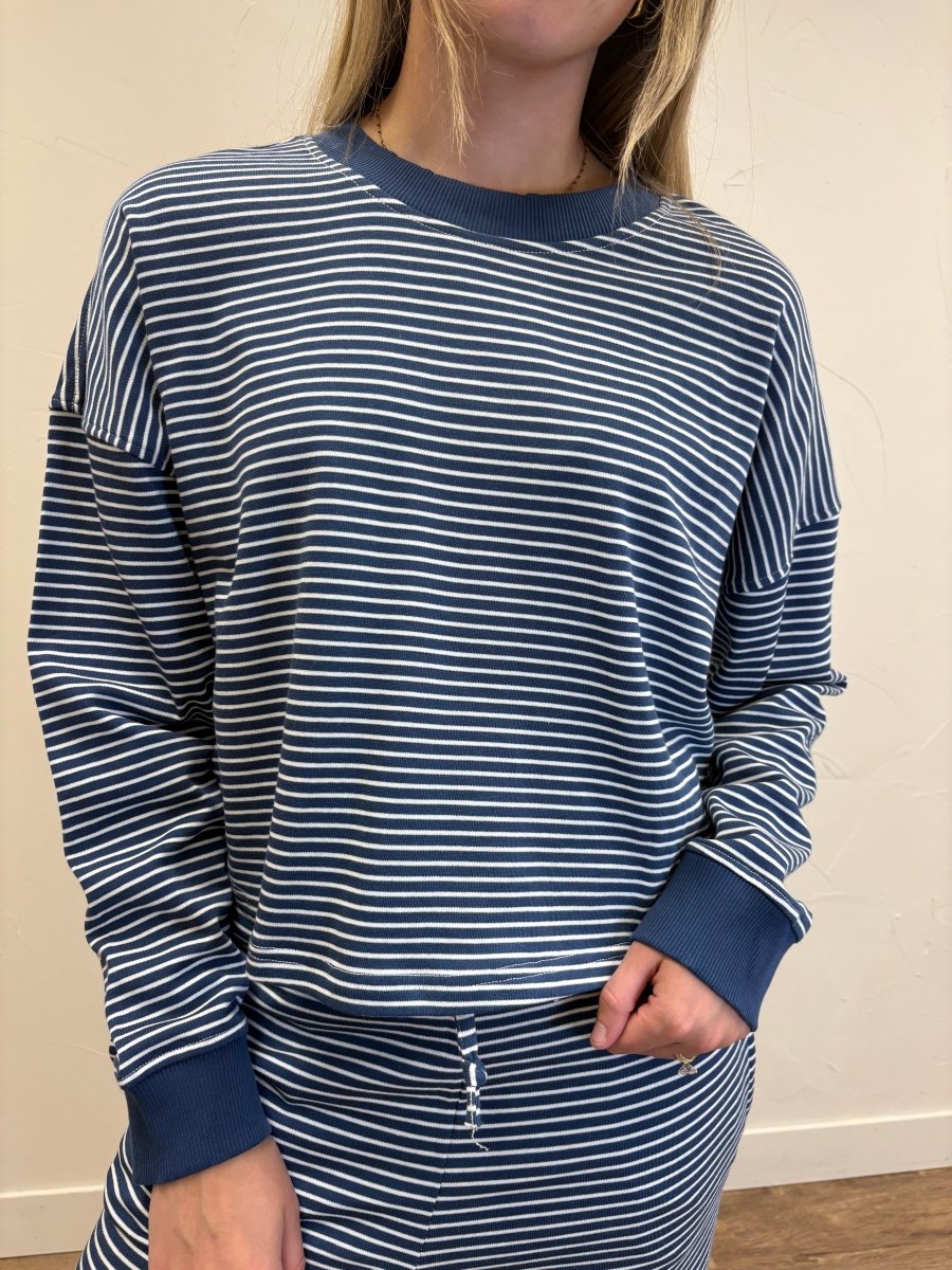 Coastal Striped Crop Top & Pant Set - Three:Twelve Boutique - Mono B