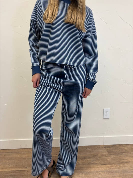 Coastal Striped Crop Top & Pant Set - Three:Twelve Boutique - Mono B