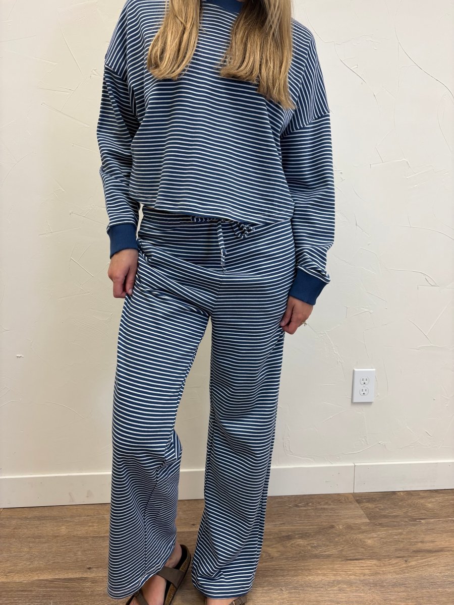 Coastal Striped Crop Top & Pant Set - Three:Twelve Boutique - Mono B